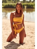 Two-piece asymmetric yellow swimsuit K17 - Online store - Boutique